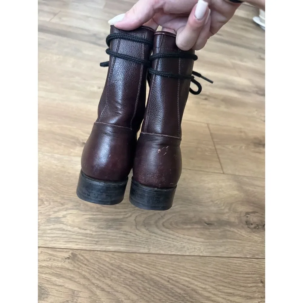 BEN MILLER 7 B Lace up western red leather kilt riding cowboy boot womens